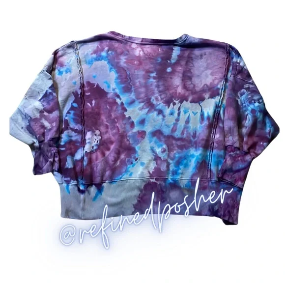 Free People We the Free Camden Sweater size Medium NEW White Tie Dye (CUSTOM) - Picture 3 of 5